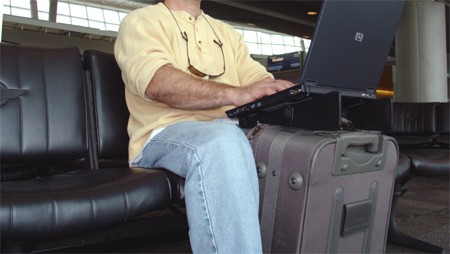 Laptop Stand at Airport Gate
